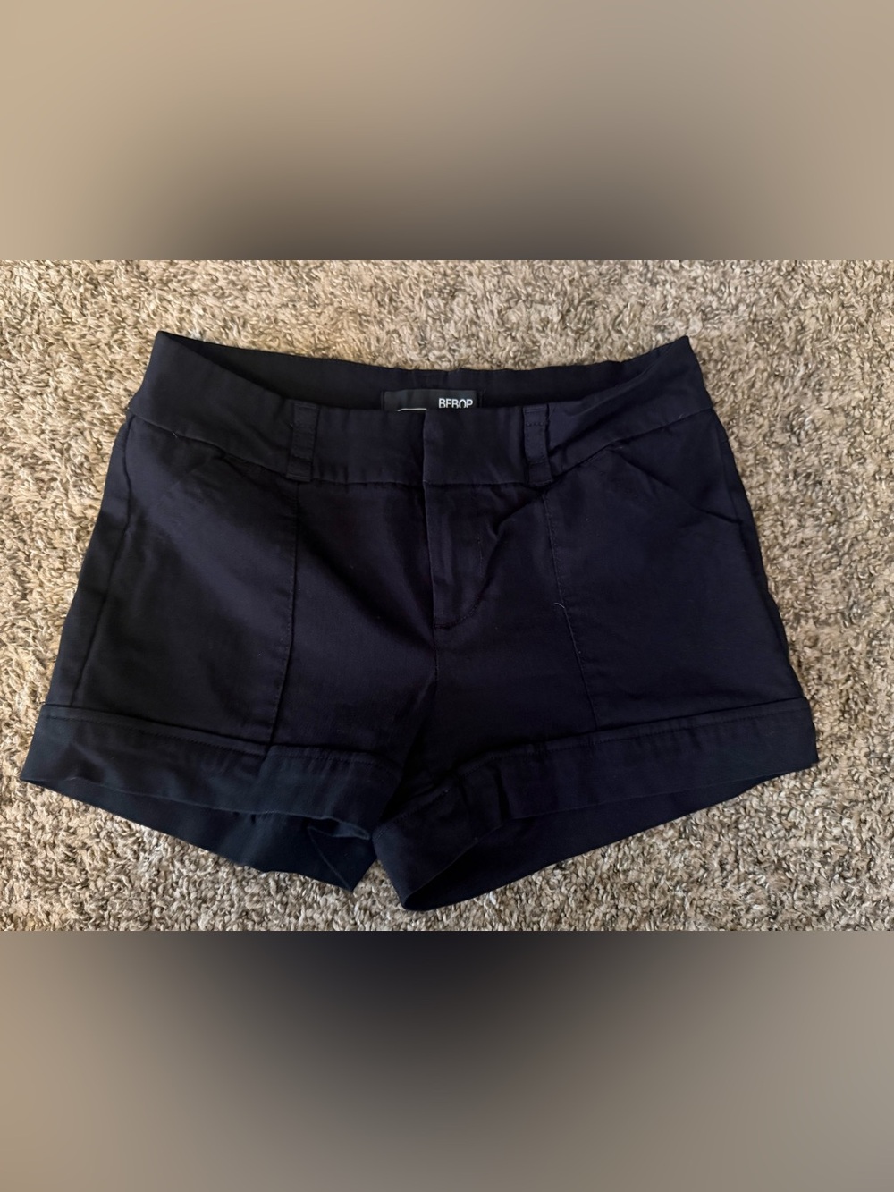 BeBop Black High-Waist Cuffed Dress Shorts